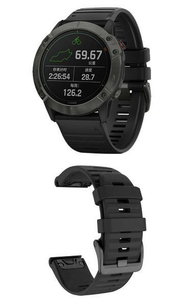 Ремешок (26 мм) Garmin QuickFit Fenix 6X 6X 6 Pro (ЧЕРНЫЙ) силикон каучук&nbsp;Fenix&nbsp;Quaitx&nbsp;Descent&nbsp;VERTIX Enduro 6644 фото