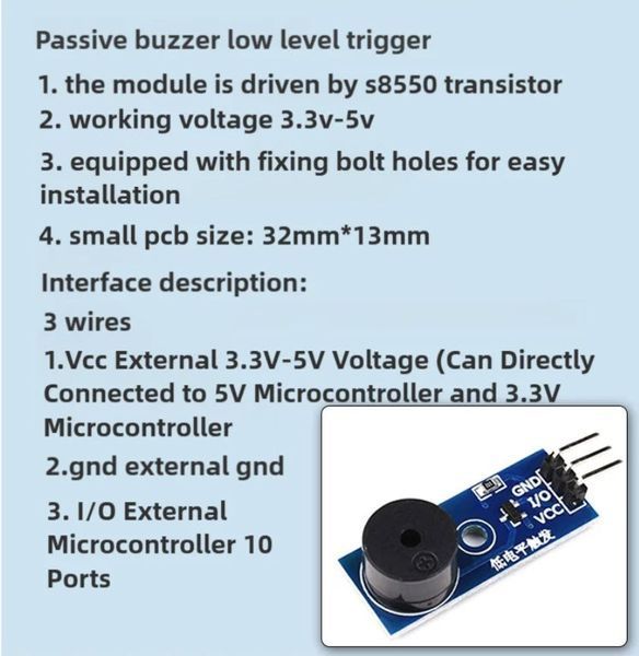 Buzzer FC-49 Module пищалка 3-pin (passive) 3.3-5V Low Level модуль оповещения Frequency Controllable Sound Module 3484-2 фото