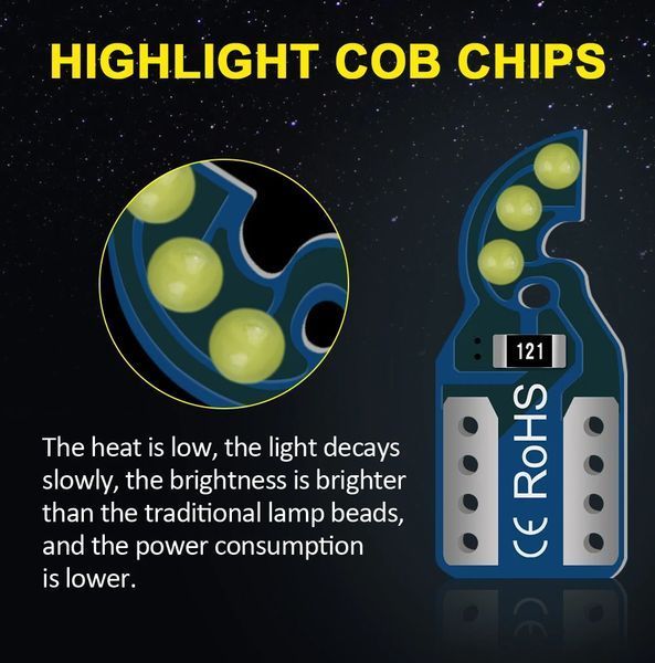W5W T10 Led (6 COB) 1.3W 12V Car Turn (колір: синій) лампа світлодіодна автомобільна VW Nissan BMW Mazda Chevrolet 7573 фото