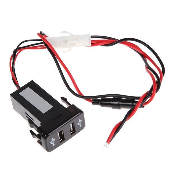 Toyota VIGO 2,1А Розетка сокет 2 порта USB автомобильное зарядное для таета 12В-24В, установка в заглушку кноп 3761 фото