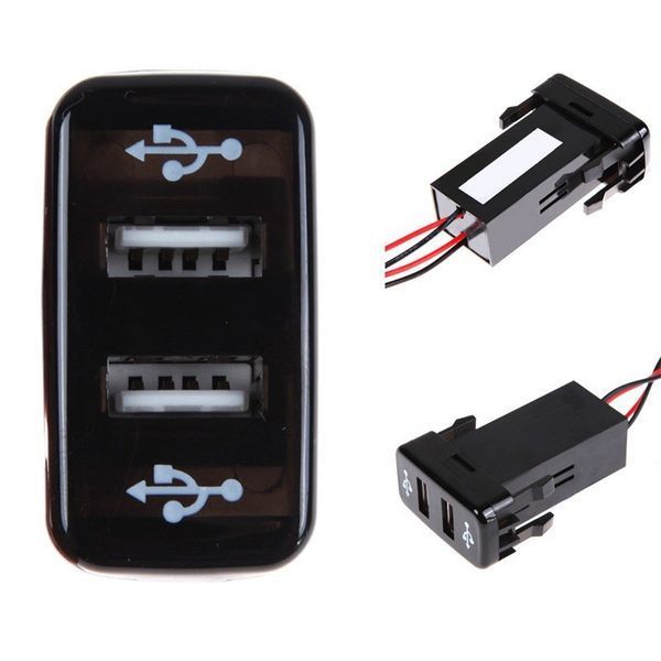 Toyota VIGO 2,1А Розетка сокет 2 порта USB автомобильное зарядное для таета 12В-24В, установка в заглушку кноп 3761 фото