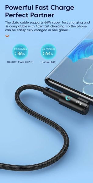 Зарядный кабель Toocki 100W (6A) USB "A" Type-C 3.2 (1м) LED подствека нейлоновая оплетка, быстрая зарядка для Oculus Quest 2 / Pico 4, OPPO, Xiaomi, Samsung 8382-5 фото