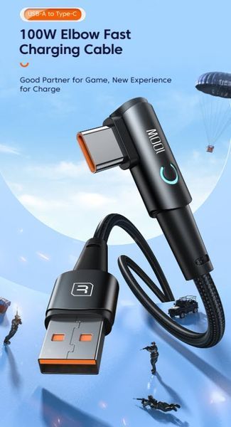 Зарядный кабель Toocki 100W (6A) USB "A" Type-C 3.2 (1м) LED подствека нейлоновая оплетка, быстрая зарядка для Oculus Quest 2 / Pico 4, OPPO, Xiaomi, Samsung 8382-5 фото