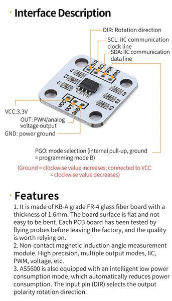 AS5600 I2C бесконтактный датчик угла энкодер магнитный magnetic encoder magnetic induction angle 6823 фото