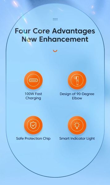 Зарядный кабель Toocki 100W (6A) USB "A" Type-C 3.2 (1м) LED подствека нейлоновая оплетка, быстрая зарядка для Oculus Quest 2 / Pico 4, OPPO, Xiaomi, Samsung 8382-5 фото
