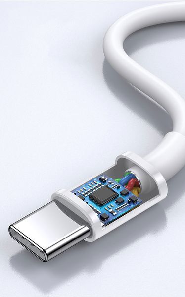 Кабель PD USB 100W 5A (Type-C) папа-папа (1 м) QC 4.0 3.0 цвет БЕЛЫЙ power charge Huawei Samsung Macbook заряд 7358 фото