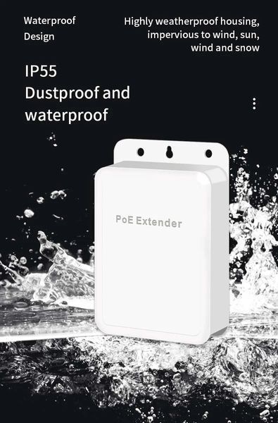 Hi-AT13GV PoE подовжувач сплітер репітер Gigabit Ethernet 10/100/1000 Mb (4 порт RJ45) пластик waterproof IP55 7482 фото