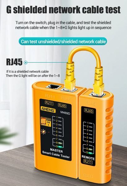 M469D тестер универсальный сетевых кабелей RJ45/RJ11/RJ12 для быстрой диагностики LAN-соединений 0070-3 фото
