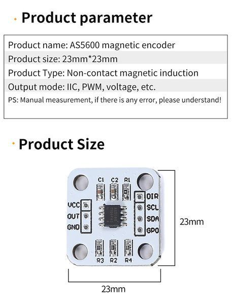 AS5600 I2C бесконтактный датчик угла энкодер магнитный magnetic encoder magnetic induction angle 6823 фото