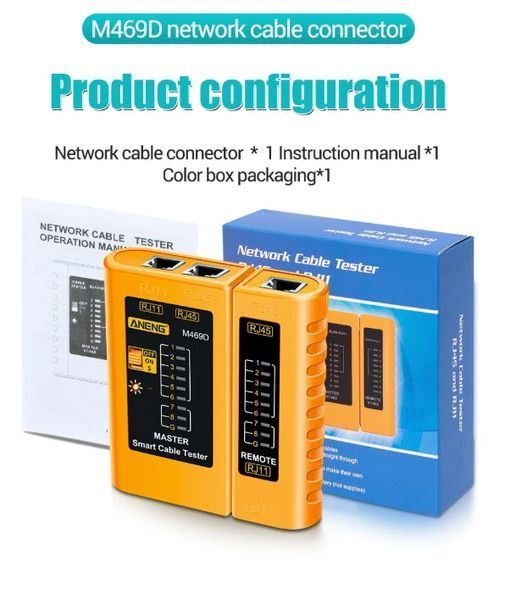 M469D тестер универсальный сетевых кабелей RJ45/RJ11/RJ12 для быстрой диагностики LAN-соединений 0070-3 фото