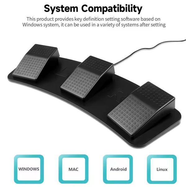 FS323-P Потрійна USB-педаль &mdash; мультифункціональний ножний контролер із трьома перемикачами Foot Switch Multifunctional Triple Little Resistance For Playing Games Photobooth Factory Testing 3229 фото