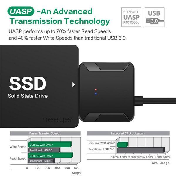Адаптер USB 3.0 &mdash; SATA (22+7) UASP з можливістю подавання доп.живлення (3,5 мм) для 3,5' HDD (NAS) 5452 фото