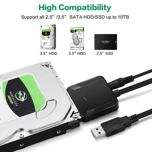Адаптер USB 3.0 &mdash; SATA (22+7) UASP з можливістю подавання доп.живлення (3,5 мм) для 3,5' HDD (NAS) 5452 фото