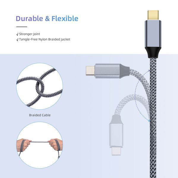 Кабель USB Type-C (male) к USB-B (male) для принтера (2 м) серый плетеный шнур для Canon Epson HP Samsung 5979-3 фото