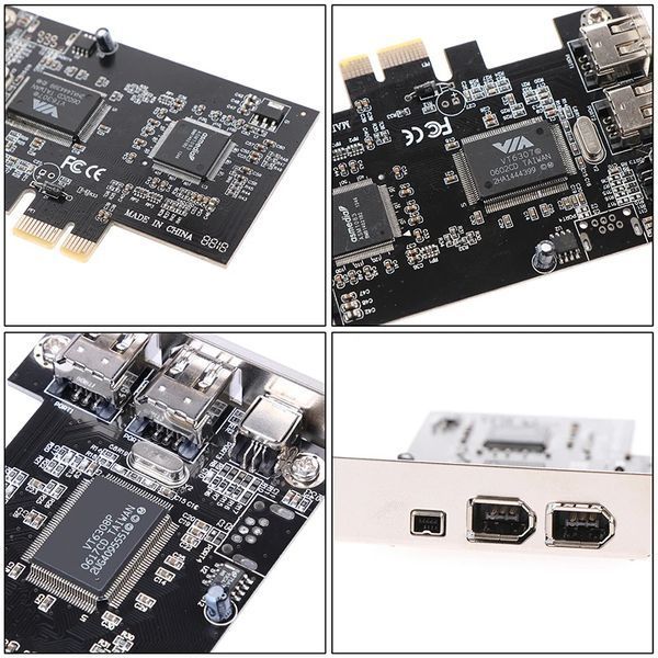 Контроллер PCIe Firewire (ASM1083 + VIA VT6308P) IEEE 1394 PCI (3 port: 6 pin + 4 pin) + кабель 7878 фото