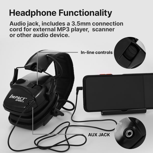 Наушники тактические Impact Sports (черные) они же Honeywell Impact Earmuff (Honeywell Howard Leight)   Активные шумоподавляющие наушники для защиты органов слуха при стрельбе, строительстве и любых других шумных работах.&nbsp;  Применение: полигон, стрельбище 6666 фото