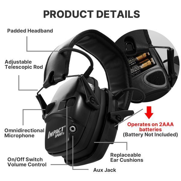 Наушники тактические Impact Sports (черные) они же Honeywell Impact Earmuff (Honeywell Howard Leight)   Активные шумоподавляющие наушники для защиты органов слуха при стрельбе, строительстве и любых других шумных работах.&nbsp;  Применение: полигон, стрельбище 6666 фото