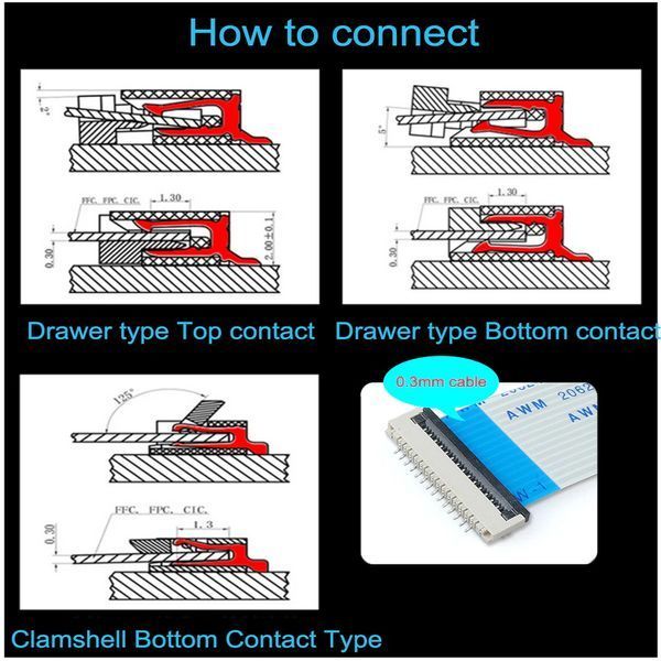 Роз'єм FFC FPC 0.5 мм 15 pin Pitch Drawer type Bottom Contact (нижнє розташування контактів) LCD монітор ТВ LED під гнучкий шлейф 7131 фото