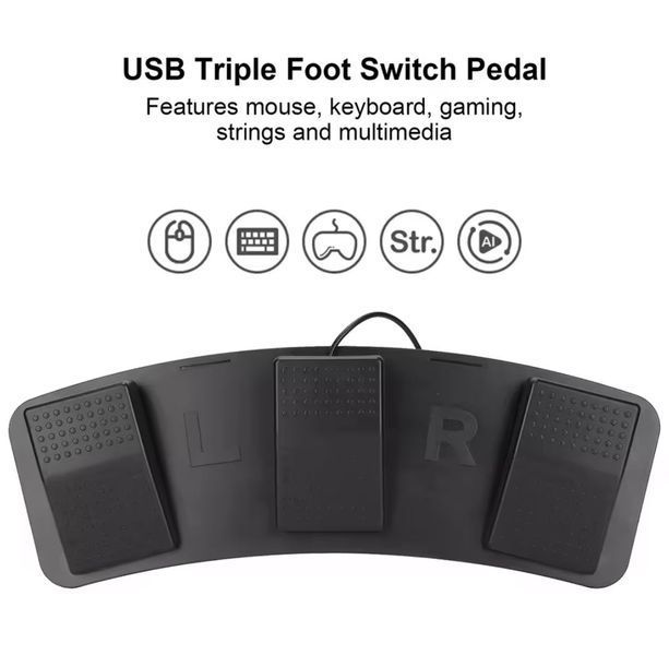 FS323-P Потрійна USB-педаль &mdash; мультифункціональний ножний контролер із трьома перемикачами Foot Switch Multifunctional Triple Little Resistance For Playing Games Photobooth Factory Testing 3229 фото