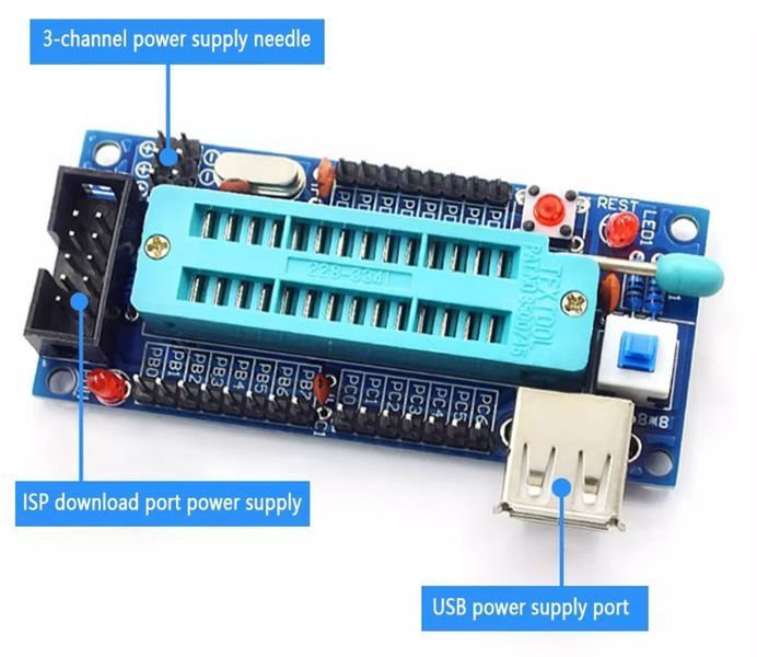 DIY Kit ATmega8/48/88 Development Board AVR (набор для пайки) для бюджетных программаторов USBASP / USBISP AVR. 7808-1 фото