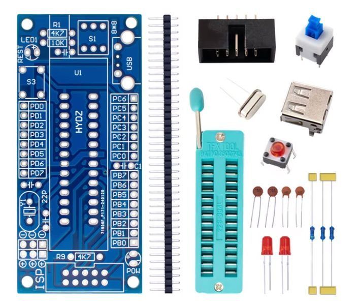 DIY Kit ATmega8/48/88 Development Board AVR (набор для пайки) для бюджетных программаторов USBASP / USBISP AVR. 7808-1 фото