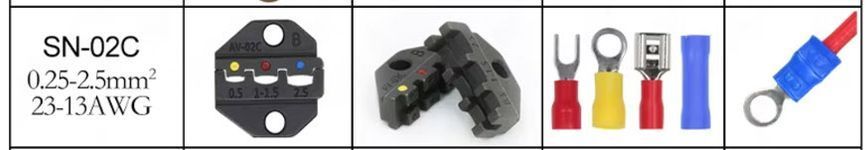 SN-02C AWG 23-13 під ширину матриці 6 мм (0.25...2.5 мм2) прес форма для кліщів обтискання дротів 6232-2 фото