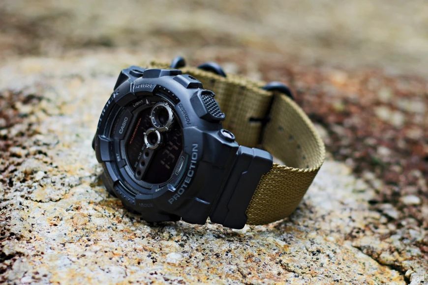 NATO Zulu ремешок для часов Casio G-Shock #10 (синий цвет с голубой строчкой) нейлон + держатели Nylon Canvas 5795 фото