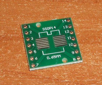 Адаптер макетна плата перехідник PCB SOIC14-SOP14-TSSSOP14 -> DIP14 крок 0,65 мм/1,27 мм під паяння SMD 3877 фото