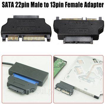 Перехідник Slimline (7+6 pin) CD DVD &mdash; SATA (7+15) 22pin адаптер конвертер 5221(3286) фото