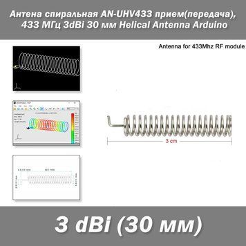 Антена спиральная AN-UHV433 (433 МГц 3dBi 30мм) пружинка для приема(передачи), работающих на частоте 433 Helic 5347а фото