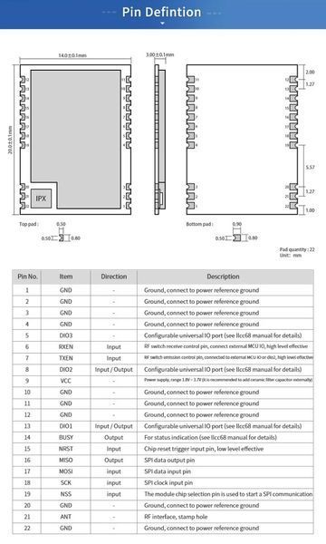 E220-400M22S SMD LLCC68 IPEX модуль LoRa 433...470 MHz PA+LNA (410...493 MHz) 22 dBm ~5.5 км бездротової передачі даних на великі відстані 6924-2 фото