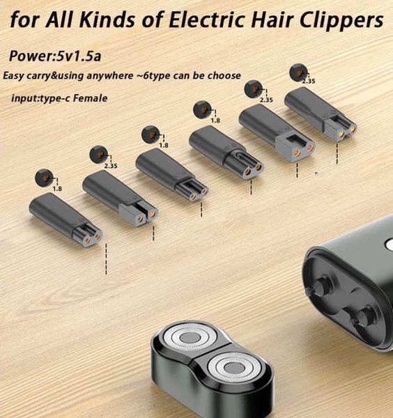 Norelco LISI набір кабелів-перехідників 8 шт (7 шт + кабель 5V USB-jack 5,5*2,1 мм) &mdash; зарядні дроти конектори роз'ємів різних форм для машинок для стриження волосся і тримерів барбершоп перукаря Shavers Razors Trimmers Philips, Remington, Wahl, Panasonic 3464-3 фото