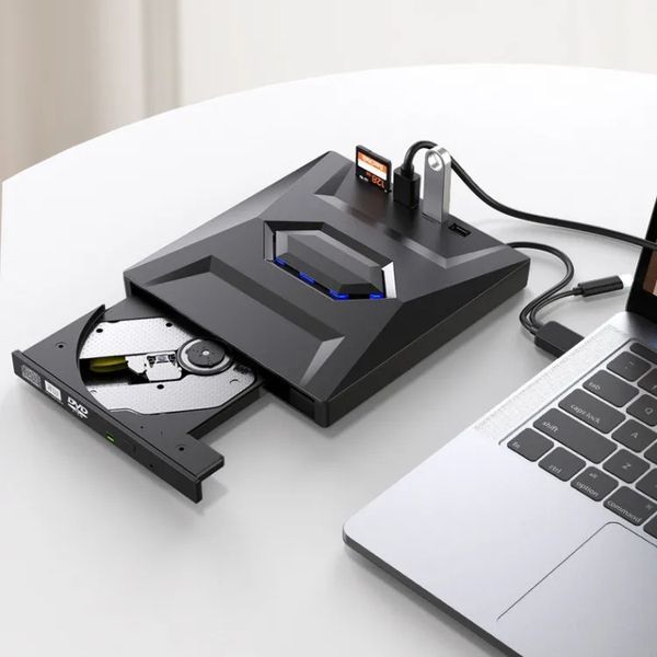 B21-Y 3-in-1 привод записывающий DVD-RW (read+write) USB 3.0 Type-C + HUB вшений Combo привод Burner, SD Card, 4312-2 фото