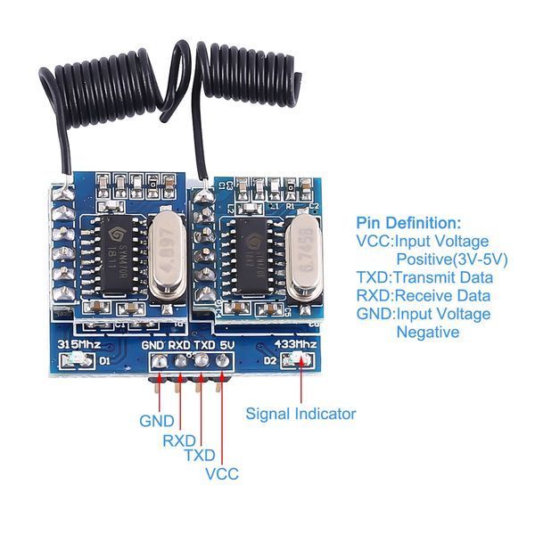 YS-RF34B v1.01 модуль бездротовий дводіапазонний 315, 433 Мгц контролер Arduino (сигналізації, ворота, датч 5817 фото