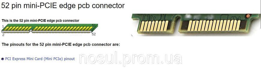 Разъем Mini PCI Express (Mini PCIe, Mini PCI-E, mSATA) connector msata socket 52pin (высота: 5.2 мм) MB notebo 5967 фото