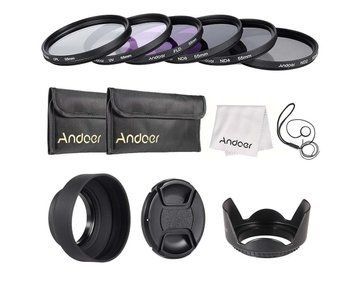 Andoer 72 mm фильтры набор 6 шт (UV,CPL,FLD,ND2,ND4,ND8) + чехол + салфетка + крышка защитная передняя для объ 6556 фото