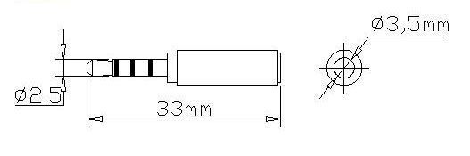 Переходник 2.5 мм 4 pin (папа) - 3.5 мм 4-pin (мама) ЗОЛОТ.НАПЫЛЕНИЕ earphone jack Audio Video Plug 2550 фото