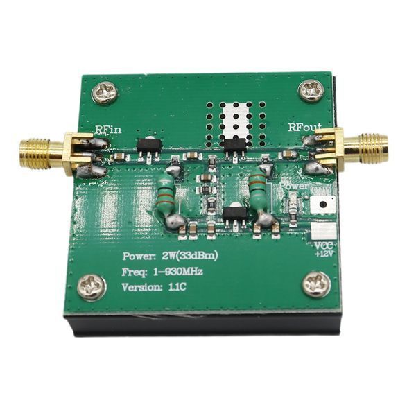 Усилитель радиочастотный с радиатором 12VDC 1-930MHz 2.0W 33dBi SMA-female FM HF VHF Radio Power Wideband Ampl 7881 фото