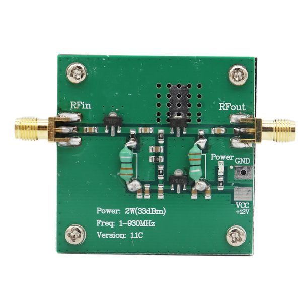 Усилитель радиочастотный с радиатором 12VDC 1-930MHz 2.0W 33dBi SMA-female FM HF VHF Radio Power Wideband Ampl 7881 фото