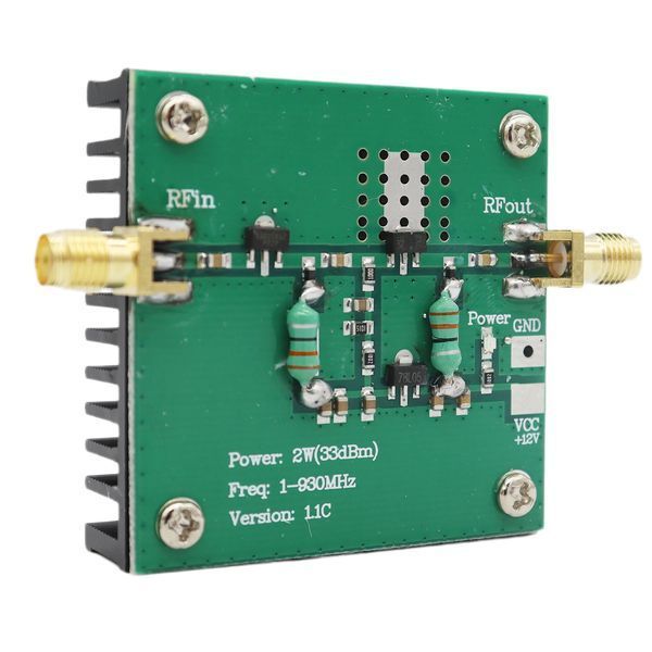 Усилитель радиочастотный с радиатором 12VDC 1-930MHz 2.0W 33dBi SMA-female FM HF VHF Radio Power Wideband Ampl 7881 фото