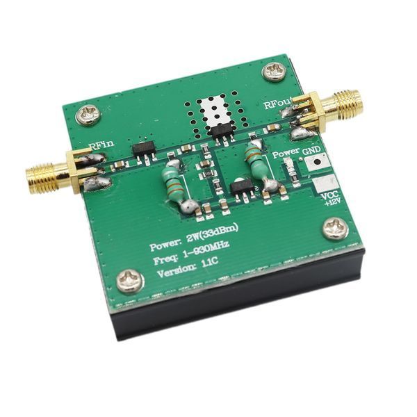 Усилитель радиочастотный с радиатором 12VDC 1-930MHz 2.0W 33dBi SMA-female FM HF VHF Radio Power Wideband Ampl 7881 фото