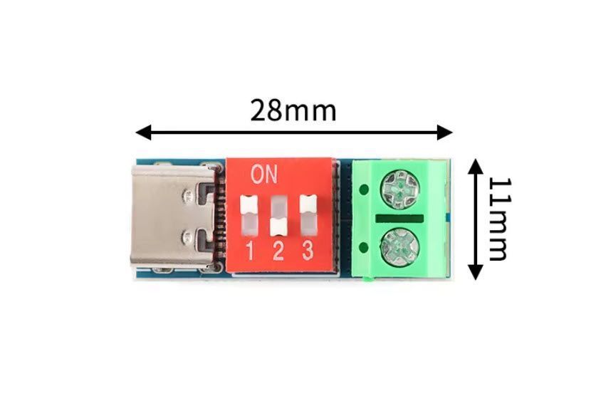 Преобразователь PDSink 303PDSink01 Type-C PD2.0 PD3.0 9V 12V 15V 20V Fast Charge с клемной колодкой и переключателями PD тригер павербанк&nbsp;имитатор эмулятор Power Delivery быстрая зарядка контро 7276-2 фото
