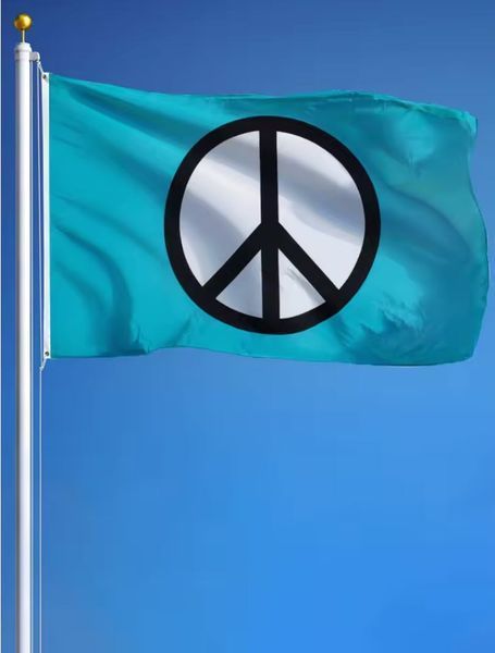 Флаг "Peace Symbol" (90*150 см) яркий флаг символ мира разоружения антивоенного и антиядерного движения, устойчив к УФ-излучению, полиэстер с латунными люверсами Bright UV 8204 фото