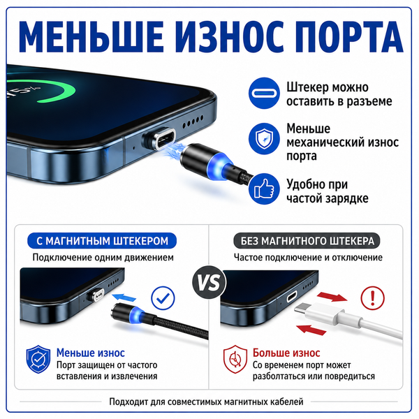 Магнітний штекер Type-C для магнітного кабелю заряджання USB-C Huawei Samsung Android 8333 фото