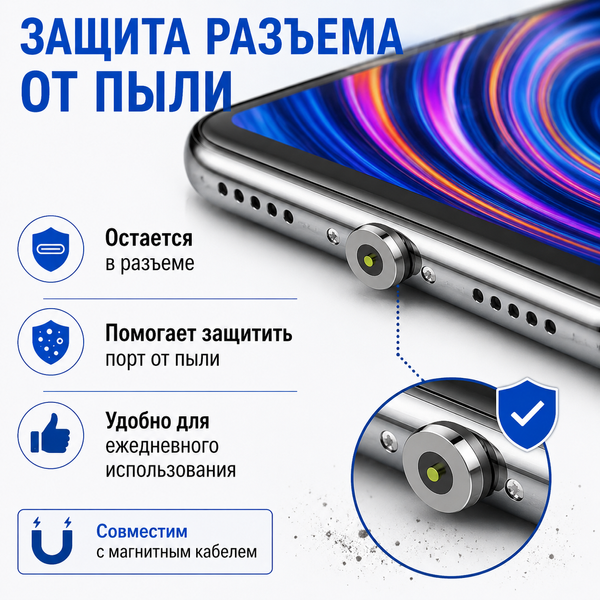 Магнітний штекер Type-C для магнітного кабелю заряджання USB-C Huawei Samsung Android 8333 фото