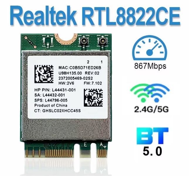 RTL8822CE M.2 5G 1200Mbps WiFi Bluetooth 5.1 мережева карта дводіапазонна &nbsp;модуль M.2 для ПК і ноутбуків 8278-2 фото
