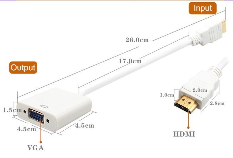 Конвертер HDMI &mdash; VGA 720p, 1080i, 1080p (без виведення звуку, HDCP, без дод. живлення 220 В) портативний аналога-ци 2648 фото