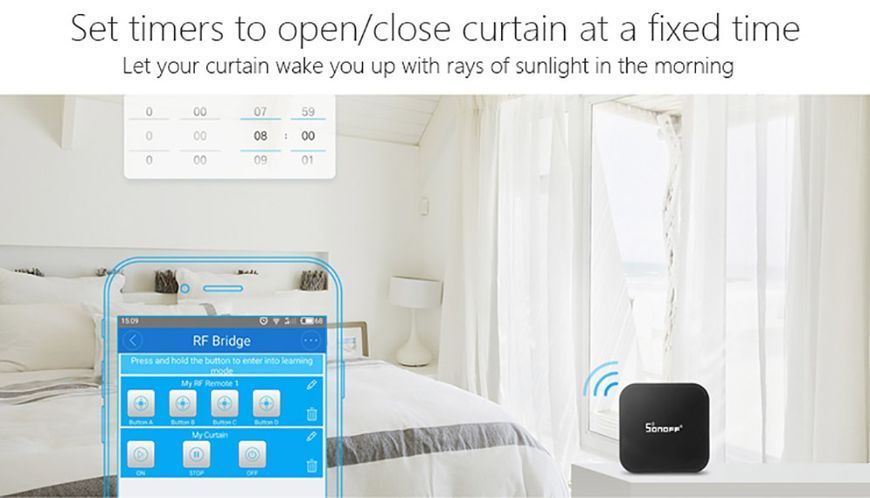 Sonoff RF Bridge WiFi 433 MHz умный вайфай радио мост умный дом подключение ворот управление сигнализацией 4876 фото