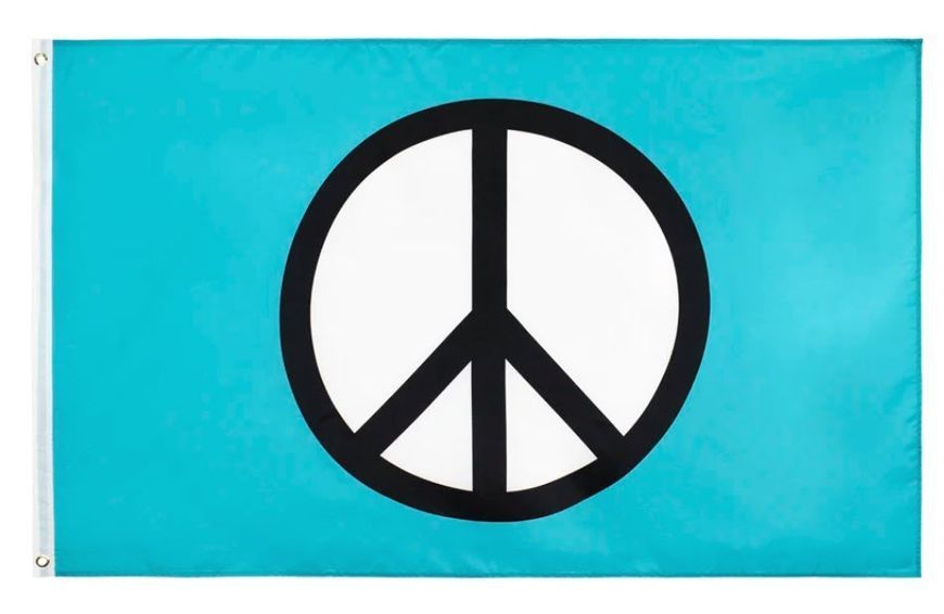 Флаг "Peace Symbol" (90*150 см) яркий флаг символ мира разоружения антивоенного и антиядерного движения, устойчив к УФ-излучению, полиэстер с латунными люверсами Bright UV 8204 фото