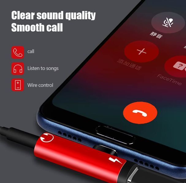 Переходник USB Type-C - 3.5 мм 4 pin (mini jack для наушников, AUX аудиовыход) + USB Type-C (зарядка) Xiaomi Huawei &nbsp;Motorola LeEco POCO Nubia iQOO VIVO Honor OPPO   Отличительной особенностью данного переходника для вывода звука на наушники с разъема Typ 8078 фото